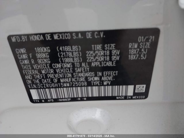 3CZRU6H15MM725098 Honda Hr-v Awd Sport