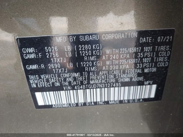4S4BTGUD7N3127495 Subaru Outback Wilderness