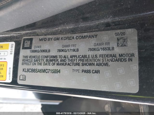 KL8CB6SA6MC715894 Chevrolet Spark Fwd Ls Automatic