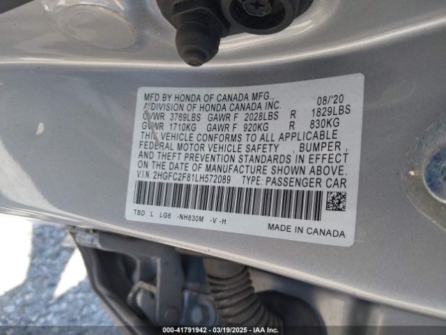 2HGFC2F81LH572089 Honda Civic Sport
