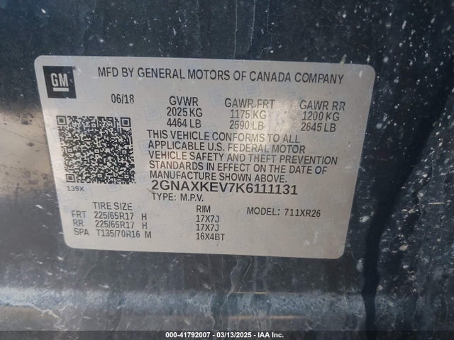 Chevrolet EQUINOX LT 2019 2GNAXKEV7K6111131 Image 9