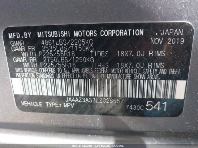JA4AZ3A33LZ026557 Mitsubishi Outlander Es 2.4 S-awc