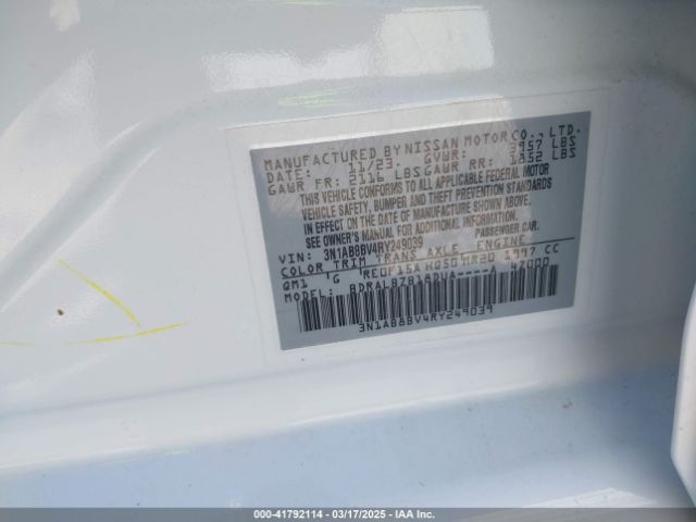 3N1AB8BV4RY249039 Nissan Sentra S Xtronic Cvt