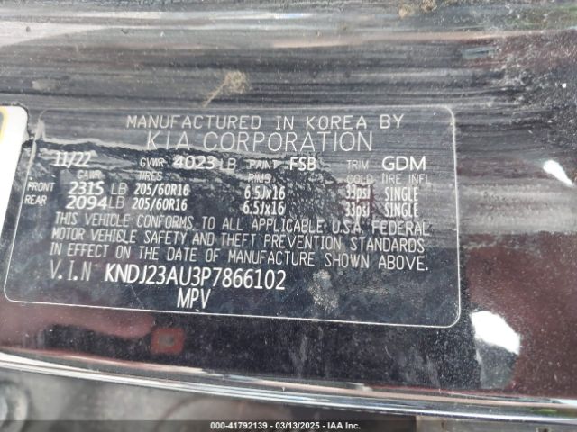 KNDJ23AU3P7866102 KIA SOUL LX
