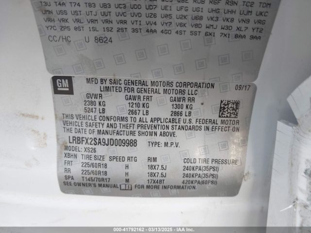 LRBFX2SA9JD009988 Buick Envision Essence
