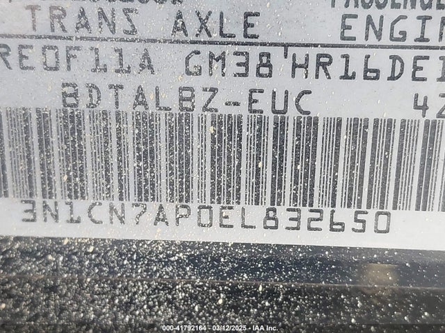 3N1CN7AP0EL832650 Nissan Versa 1.6 Sv