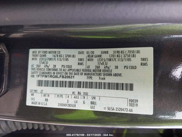 Ford gtdi 2020 1FTFW1RG8LFB20631 Image 9