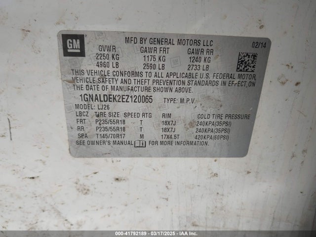 Chevrolet Equinox Ltz 2014 1GNALDEK2EZ120065 Image 9