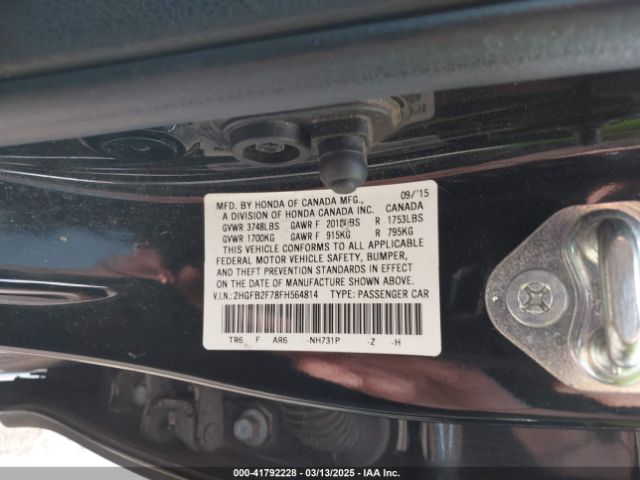 2HGFB2F78FH564814 Honda CIVIC SE