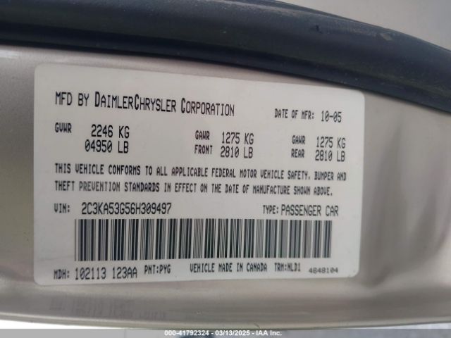 2006 CHRYSLER 300 2C3KA53G56H309497 Photo 8