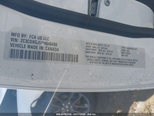 2C3CDXGJ5PH648498 Dodge Charger Scat Pack