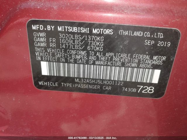 ML32A5HJ5LH001122 Mitsubishi Mirage Gt/le