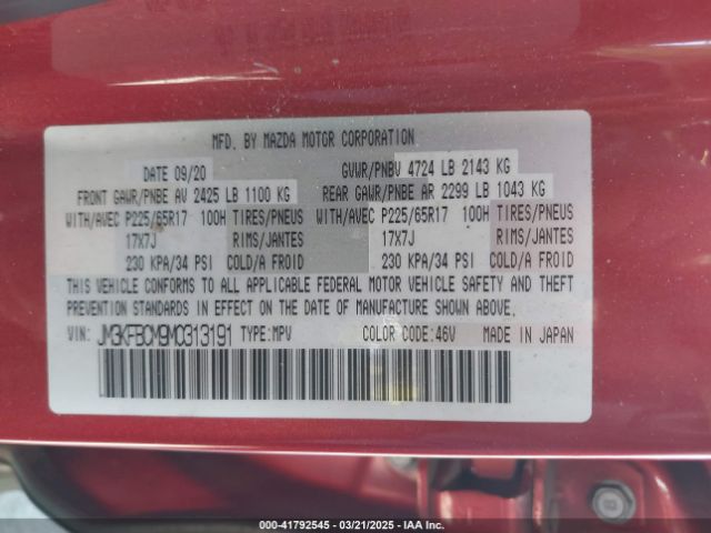 JM3KFBCM9M0313191 Mazda Cx-5 Touring