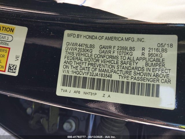 1HGCV1F32JA183548 Honda Accord Sport