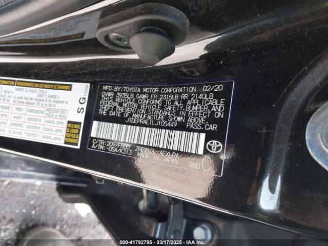 JTDEPRAE1LJ105449 Toyota COROLLA LE