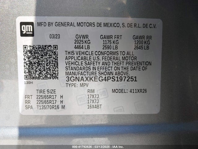 3GNAXKEG4PS197251 Chevrolet Equinox Fwd Lt