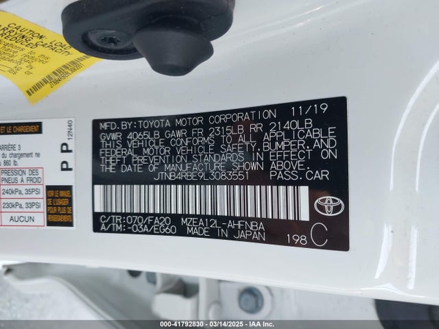 JTNB4RBE9L3083551 Toyota m20a-fks
