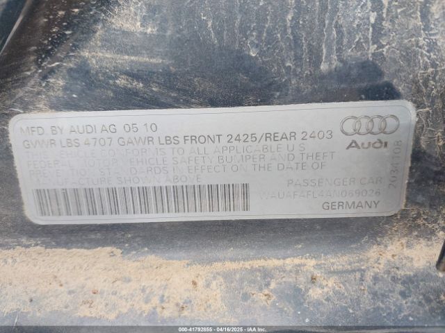 2010 AUDI A4 WAUAFAFL4AN069026 Photo 8