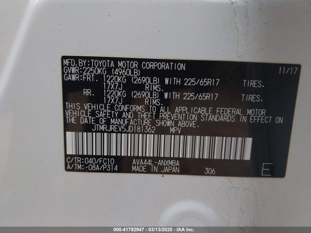 JTMRJREV5JD181362 Toyota Rav4 Hybrid Le