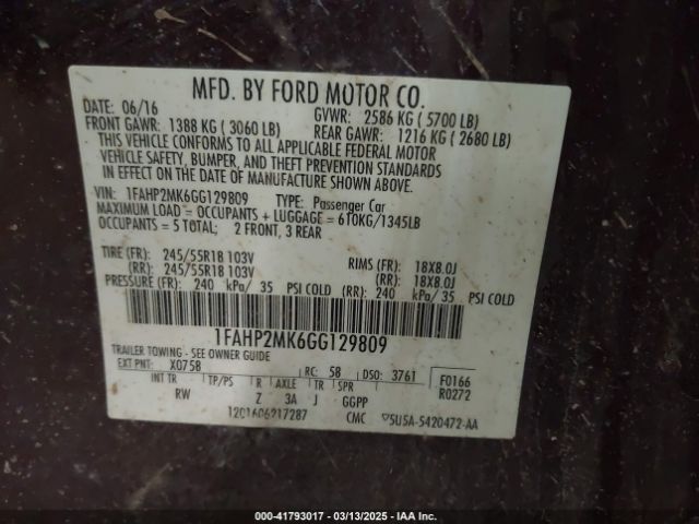 1FAHP2MK6GG129809 Ford Police Interceptor