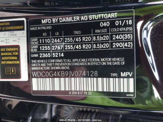 WDC0G4KB9JV074128 Mercedes-Benz Glc 300 4matic