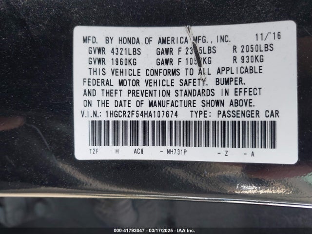 1HGCR2F54HA107674 Honda Accord Sport