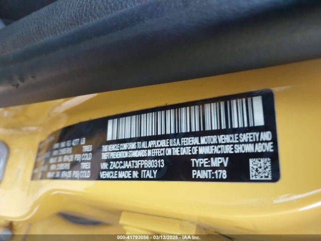 ZACCJAAT3FPB80313 Jeep Renegade Sport