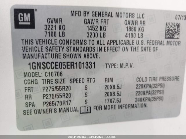1GNSCCE05ER101331 Chevrolet Tahoe Ltz