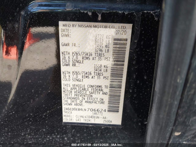 Nissan Frontier 2020 1N6ED0EB4LN706624 Image 9