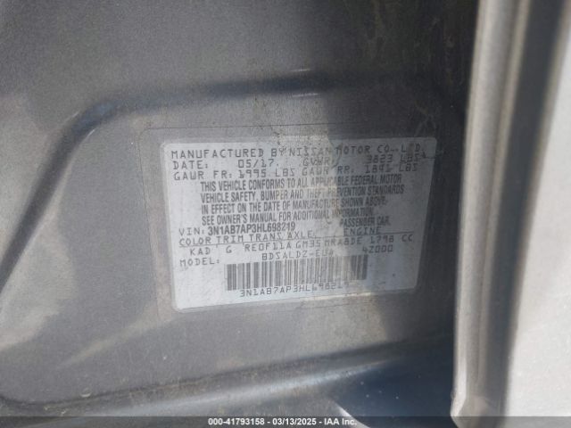 3N1AB7AP3HL698219 Nissan SENTRA SV