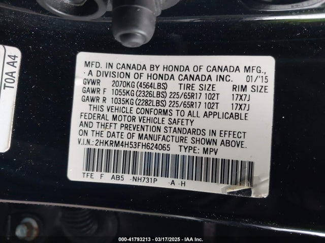 2HKRM4H53FH624065 Honda CR-V EX