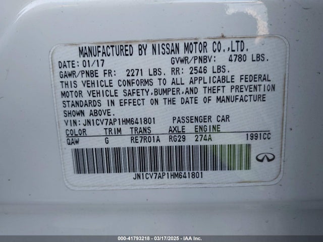 Infiniti Q50 2017 JN1CV7AP1HM641801 Image 9