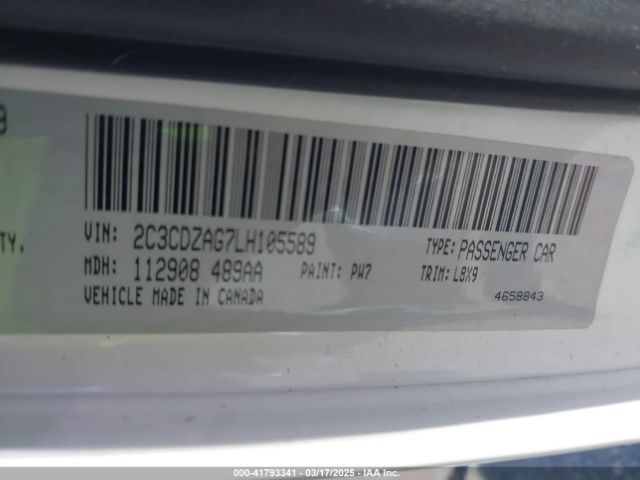 2C3CDZAG7LH105589 Dodge Challenger Sxt