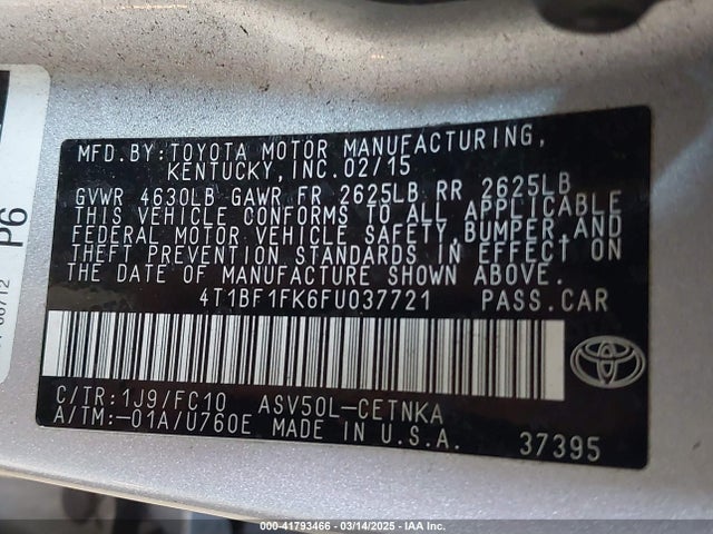 4T1BF1FK6FU037721 Toyota CAMRY LE