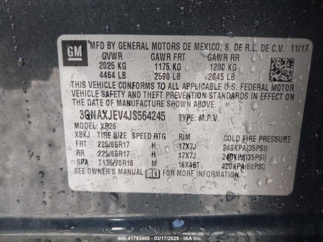 3GNAXJEV4JS564245 Chevrolet EQUINOX LT