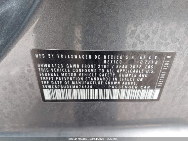 3VWC57BU0KM074636 Volkswagen Jetta