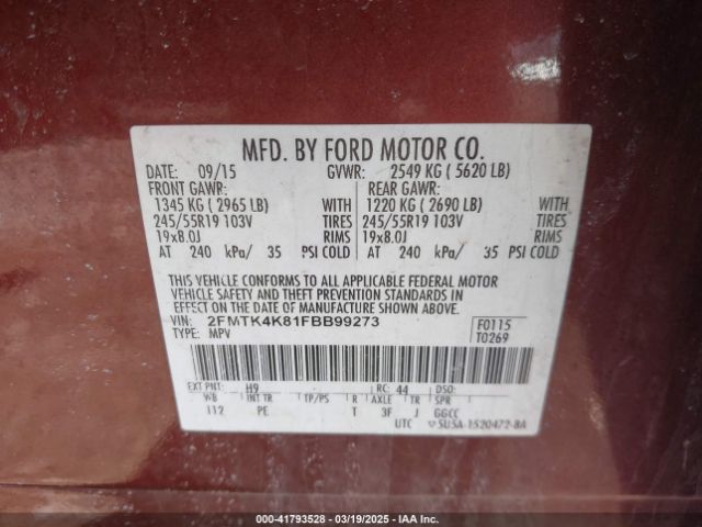 2015 FORD EDGE 2FMTK4K81FBB99273 Photo 8