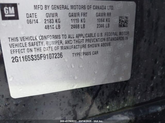 2G1165S35F9107236 Chevrolet IMPALA 2LZ