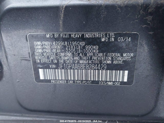 Subaru 2014 2014 JF1GPAA68E8284429 Image 9