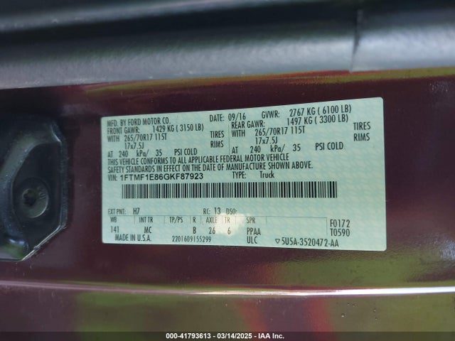Ford F-150 Xlt 2016 1FTMF1E86GKF87923 Image 9