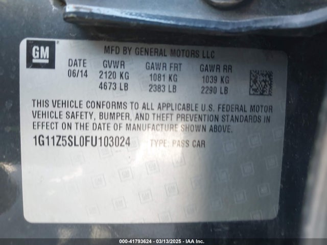 1G11Z5SL0FU103024 Chevrolet IMPALA LS