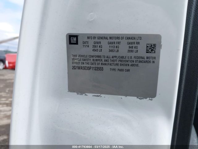 2G1WA5E35F1122933 Chevrolet Impala Limited Ls