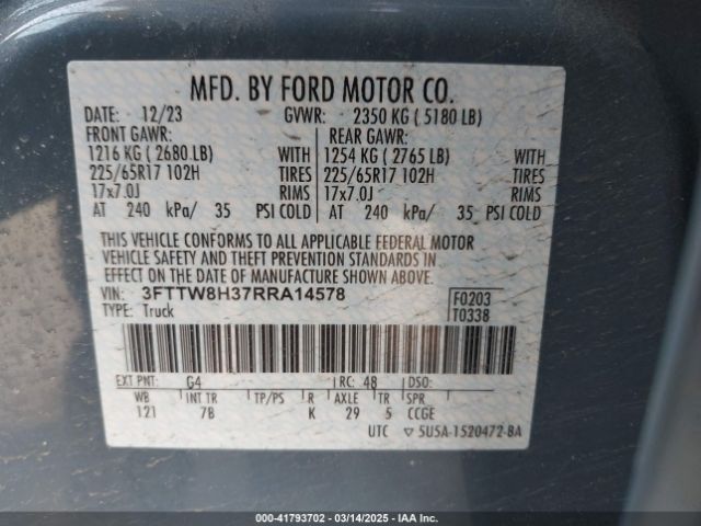 3FTTW8H37RRA14578 Ford Maverick Xlt