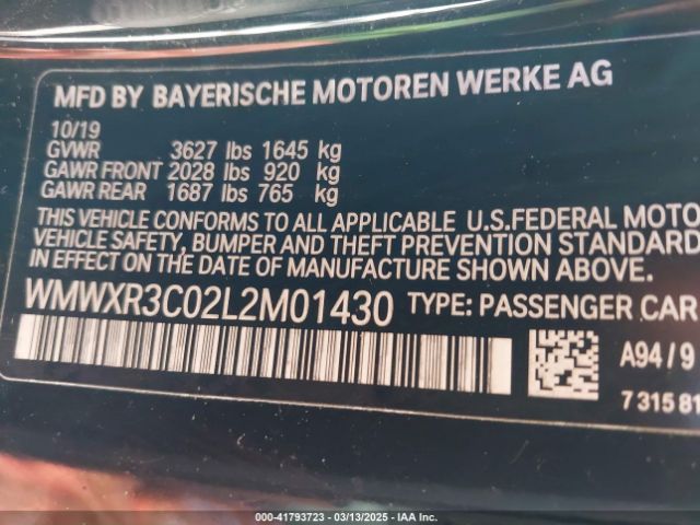 WMWXR3C02L2M01430 Mini Hardtop Cooper