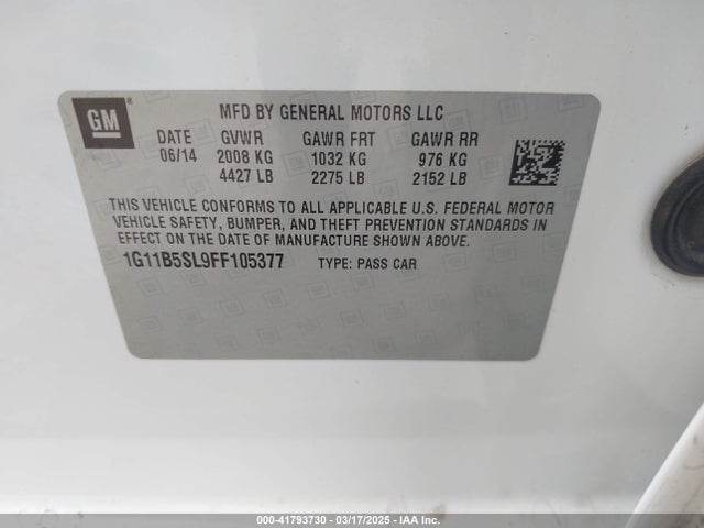 1G11B5SL9FF105377 Chevrolet MALIBU LS