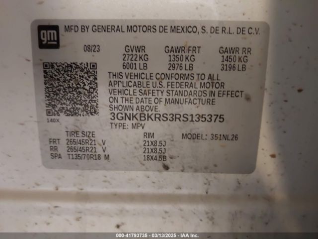 3GNKBKRS3RS135375 Chevrolet Blazer Awd Rs