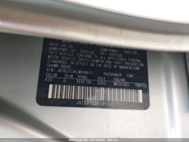 JN1BJ1CV6LW548611 Nissan Rogue Sport Sv Fwd Xtronic Cvt