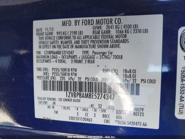 1ZVBP8AM8E5274347 Ford Mustang V6