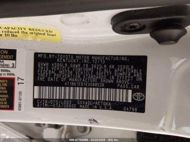 4T1BK1EB1EU088538 Toyota AVALON XLE
