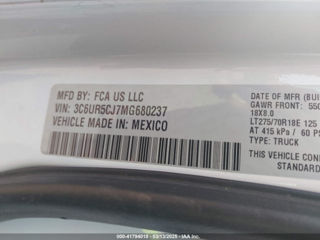 3C6UR5CJ7MG680237 RAM 2500
